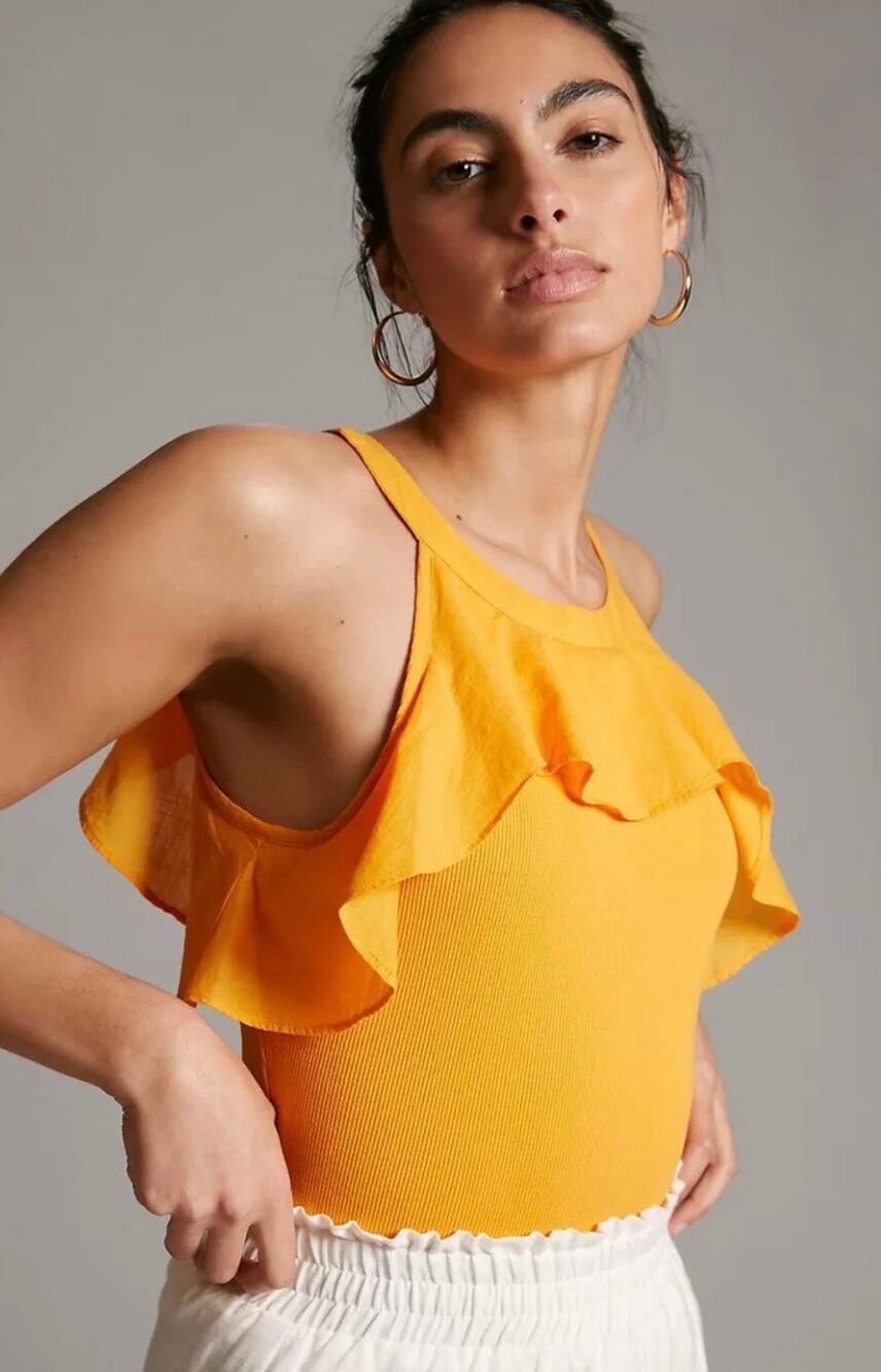Maeve Ruffled Rib Halter Size Medium